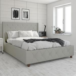 Mercer Light Gray Linen Queen Upholstered Bed