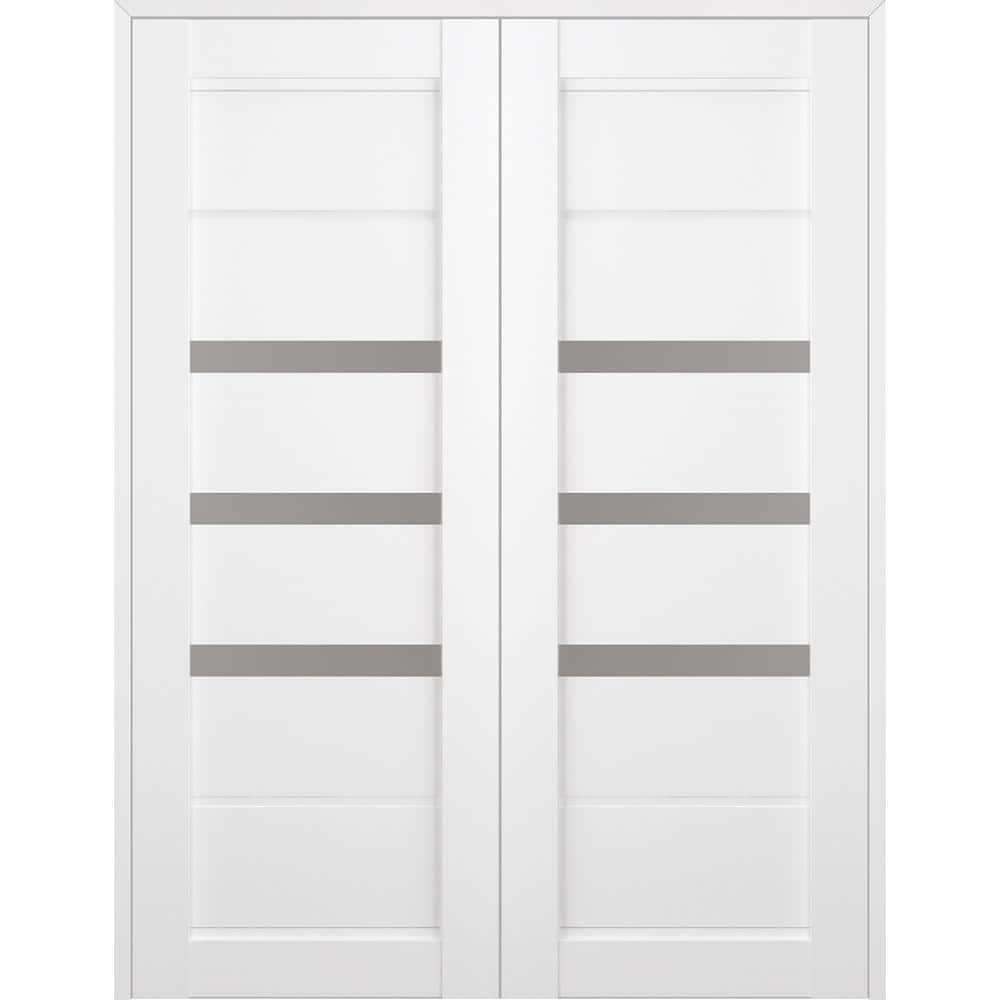 Rita 48 in.x 96 in. Both Active 3-Lite Bianco Noble Wood Composite Double Prehung Interior Door price history on PriceWatchPro