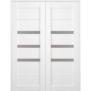 Rita 64 in.x 96 in. Both Active 3-Lite Bianco Noble Wood Composite Double Prehung Interior Door