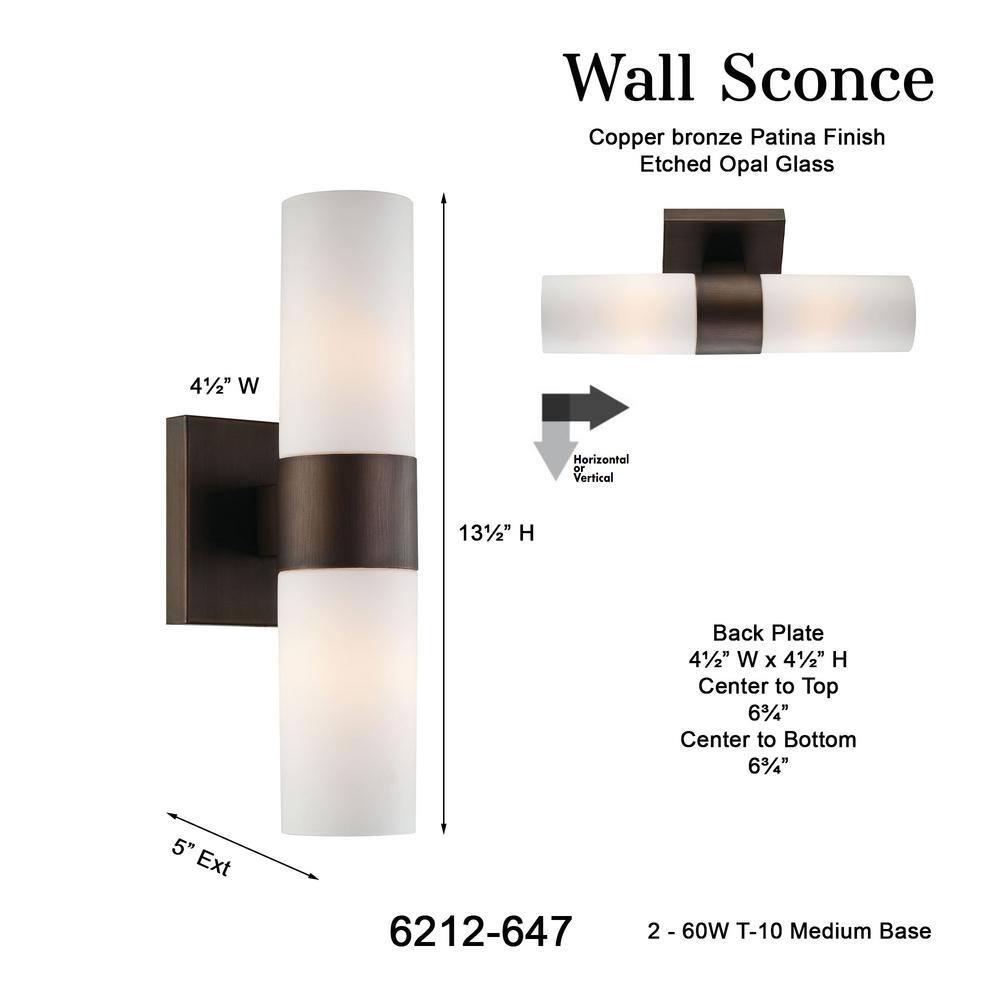 Copper Bronze Patina Outdoor Cylinder Vanity Light