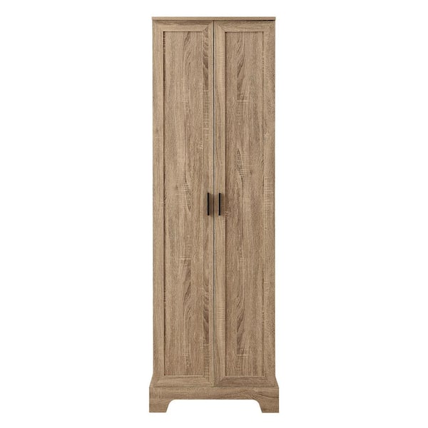 Polibi 23.30 in. W x 16.90 in. D x 71.20 in. H Brown Storage Linen Cabinet with 2-Doors and Adjustable Shelf