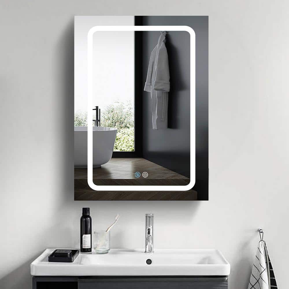 20 in. W x 30 in. H Rectangular Aluminum Medicine Cabinet with Mirror With 