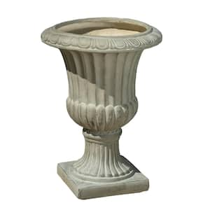 Napoli 19 in. W x 26.5 in. H Antique Green Italian Outdoor Patio Concrete Urn Planter