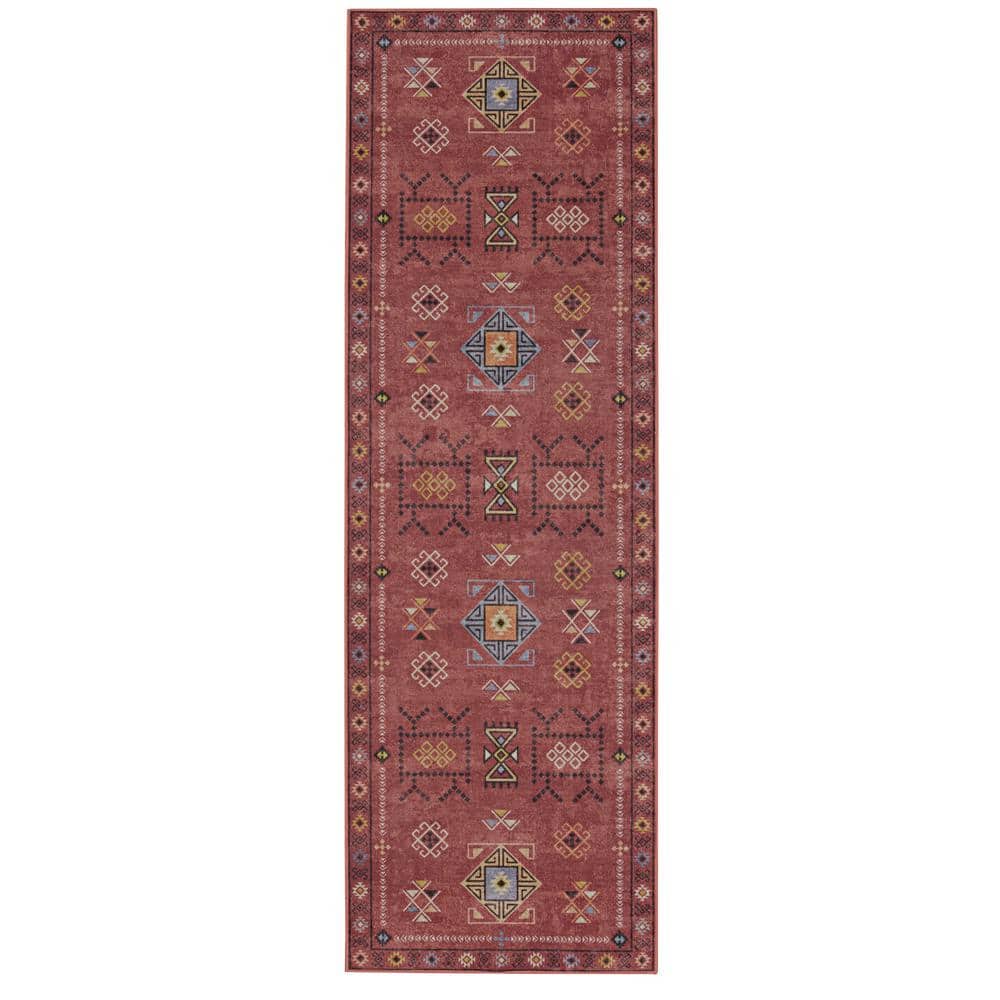 Park Aubrey Red and Cream 2.6 ft. x 8 ft. Traditional Woven Distressed Polyester Rectangle Indoor Accent Area Runner Rug price history on PriceWatchPro