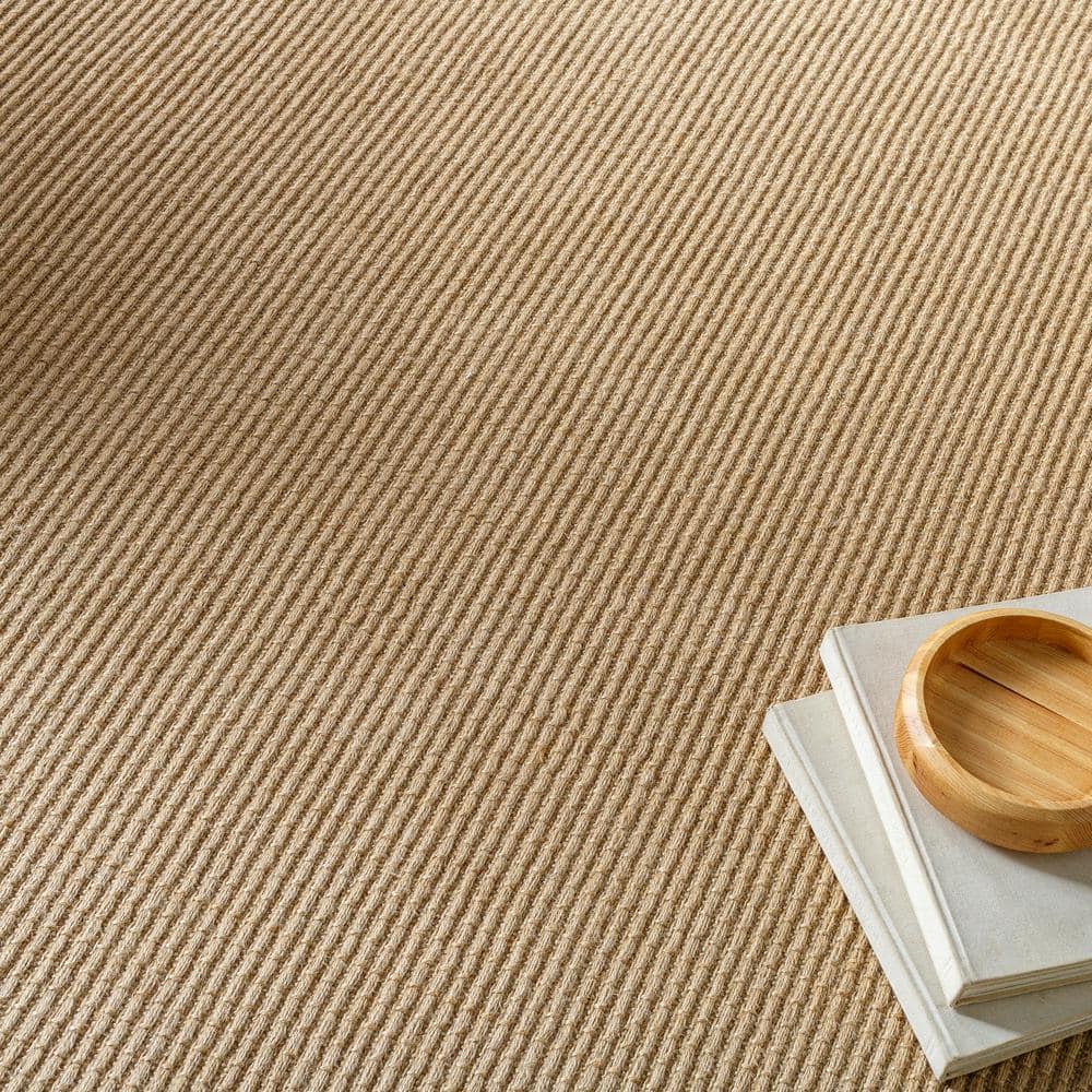 Natural Tan Jute and Polypropylene Runner Rug with Fringe