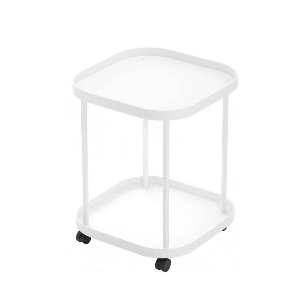 White Square Metal Outdoor Side Table L0DCFGFX8N - The Home Depot