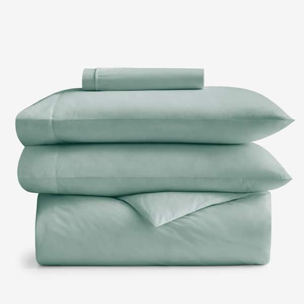 The Company Store Company Cotton Sea Mist Cotton Percale Twin Duvet Cover & Sheet Bundle
