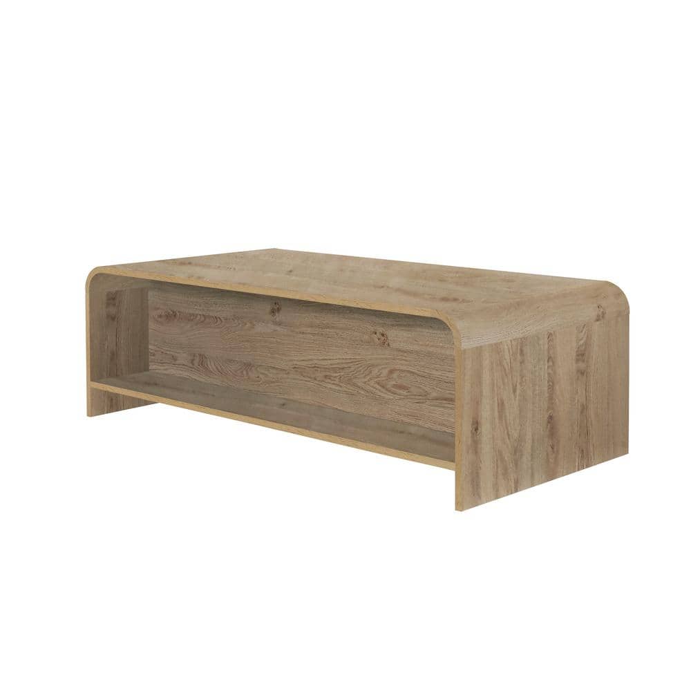 Mara 47" Natural Beige Wood Coffee Table with Storage