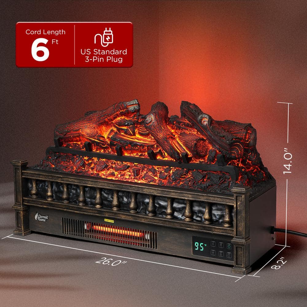 Bronze 26" WiFi Infrared Quartz Electric Fireplace Log Heater