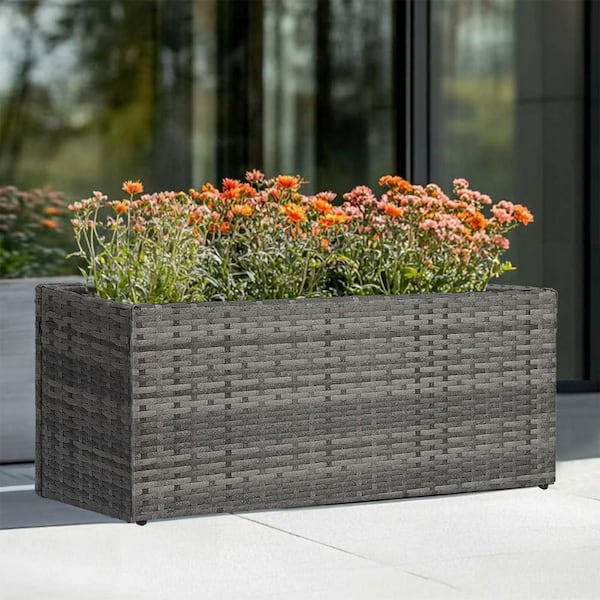 Large Rectangular Rattan Planter Box 30 in. L x 12 in. W x 16 in