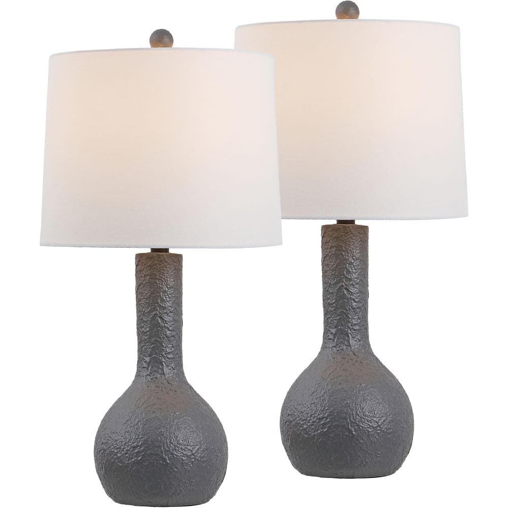 Katee 24.75 in. Modern Scandinavian Textured Resin/Metal Gourd LED Table Lamp, Gray (Set of 2) price history on PriceWatchPro