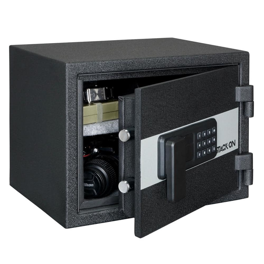 Stack-On Personal Fireproof and Waterproof Small Safe - Matte Black - Black -  PFWS-080-B-D-E