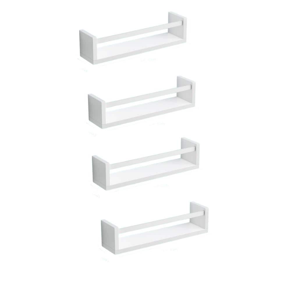 16.5 in. W x 3.93 in. D White Floating Bookshelves Decorative Wall Shelf (4