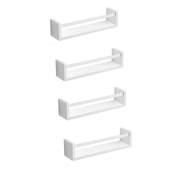 Unbranded 16.5 in. W x 3.93 in. D White Floating Bookshelves Decorative Wall Shelf (4-Piece)