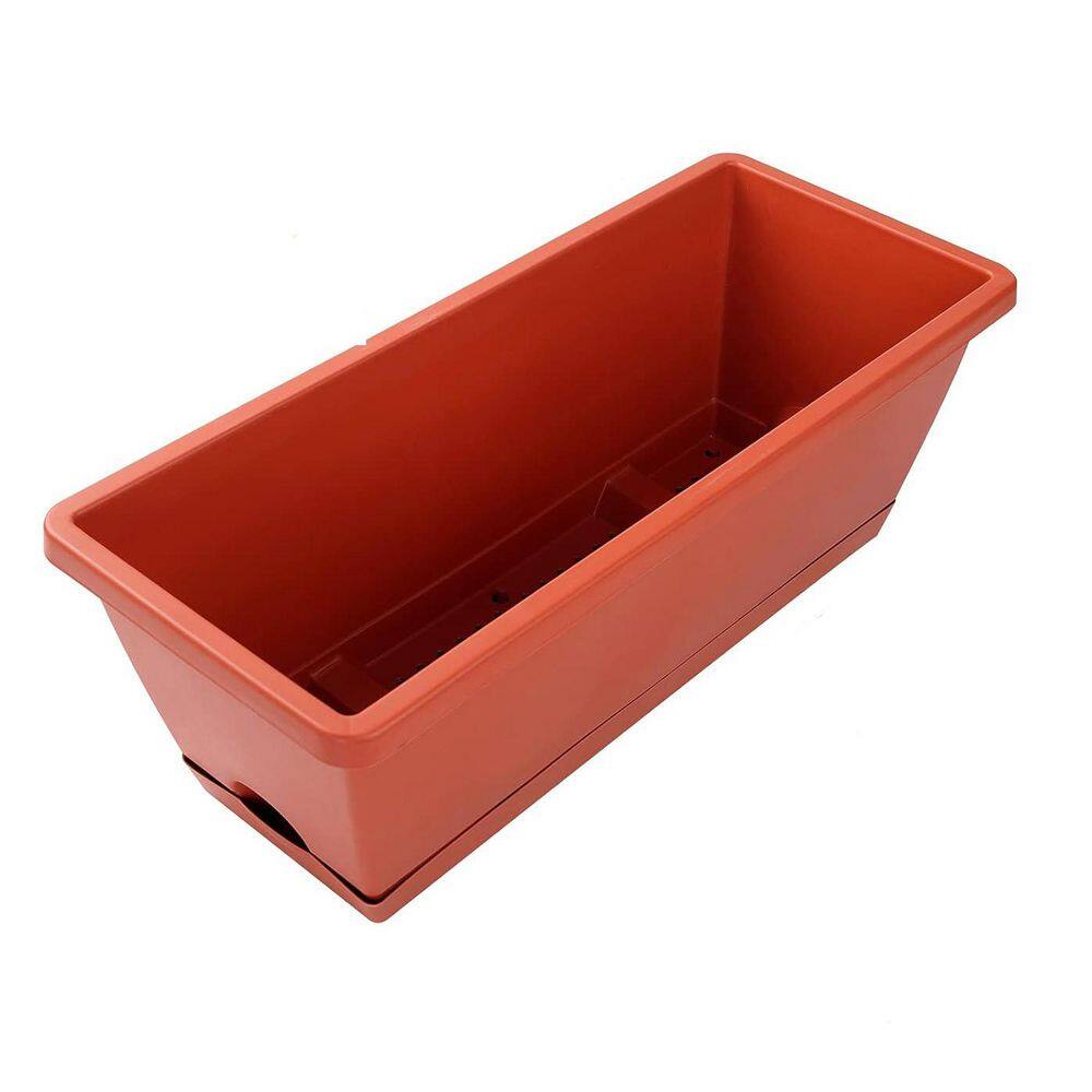 17 in. Rectangular Window Box Planters 7-Pack (Red) - Plastic, with Saucers, Indoor/Outdoor for Garden/Patio price history on PriceWatchPro