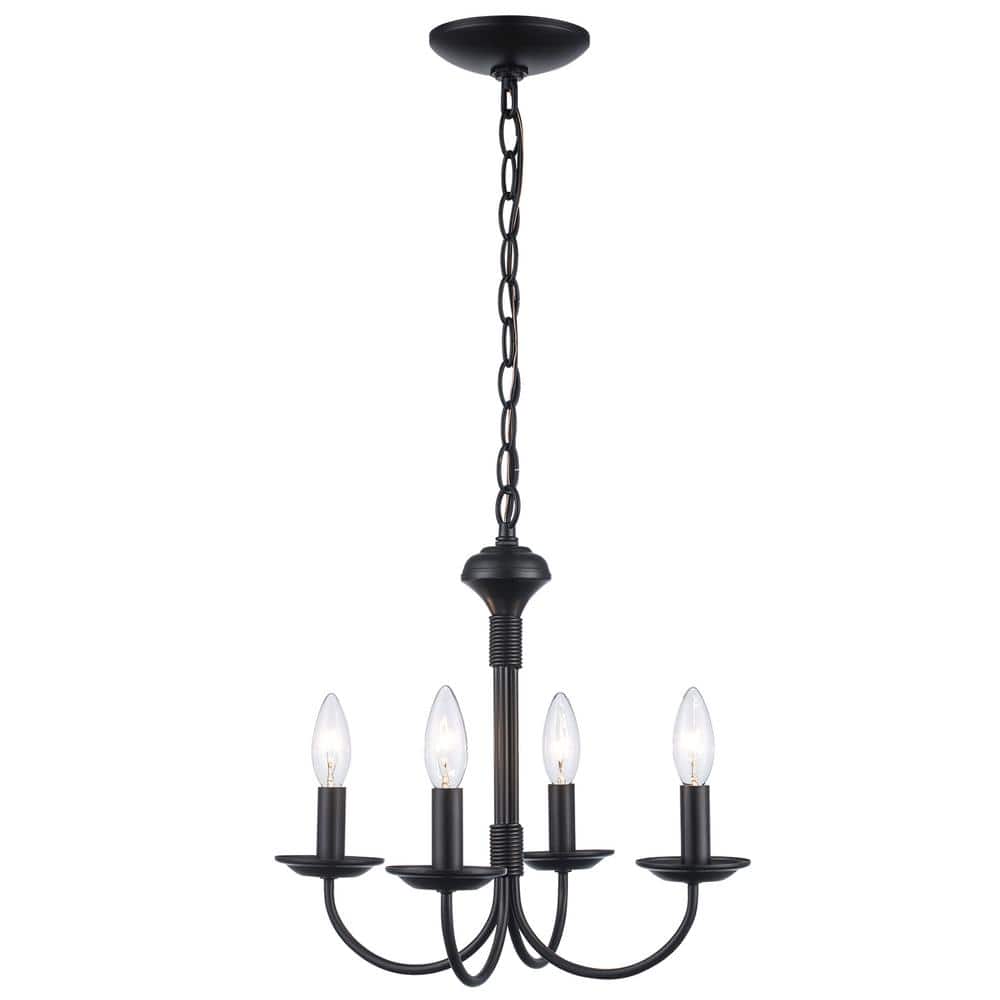 Black Metal Mini Candle Chandelier with Curved Arms