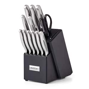 Crosshatch 14-Piece Stainless Steel Knife Set with Block