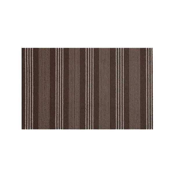 Nautica Brown Stripe 16 in. x 24 in. PVC Door Mat