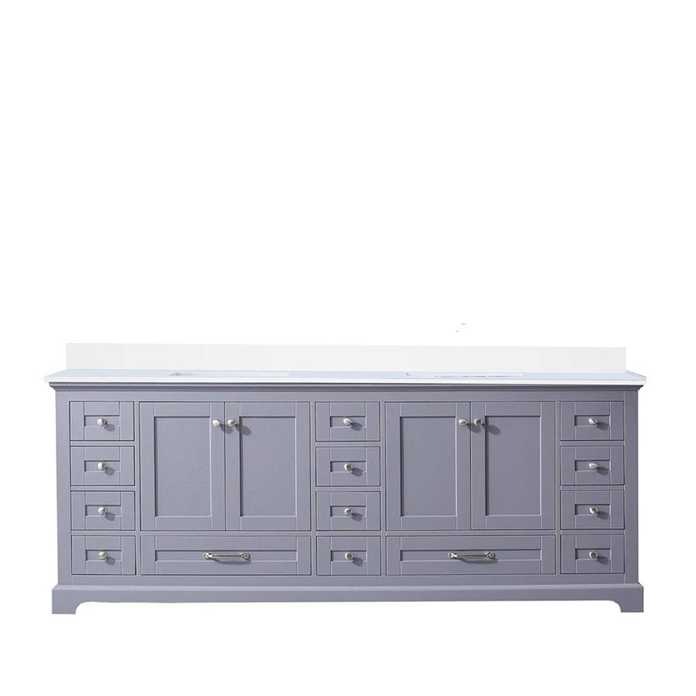 Lexora 84" Dark Grey Double Vanity with White Quartz Top
