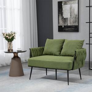 25.59 in. Upholstered Single Leisure Arm Sofa with Metal Frame in Green