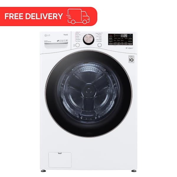 LG 4.5 Cu. Ft. Stackable SMART Front Load Washer in White with Steam and TurboWash360 Technology