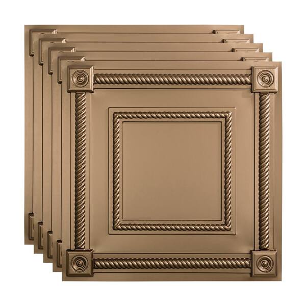 Fasade Coffer 2 ft. x 2 ft. Argent Bronze LayIn Vinyl Ceiling Tile (20