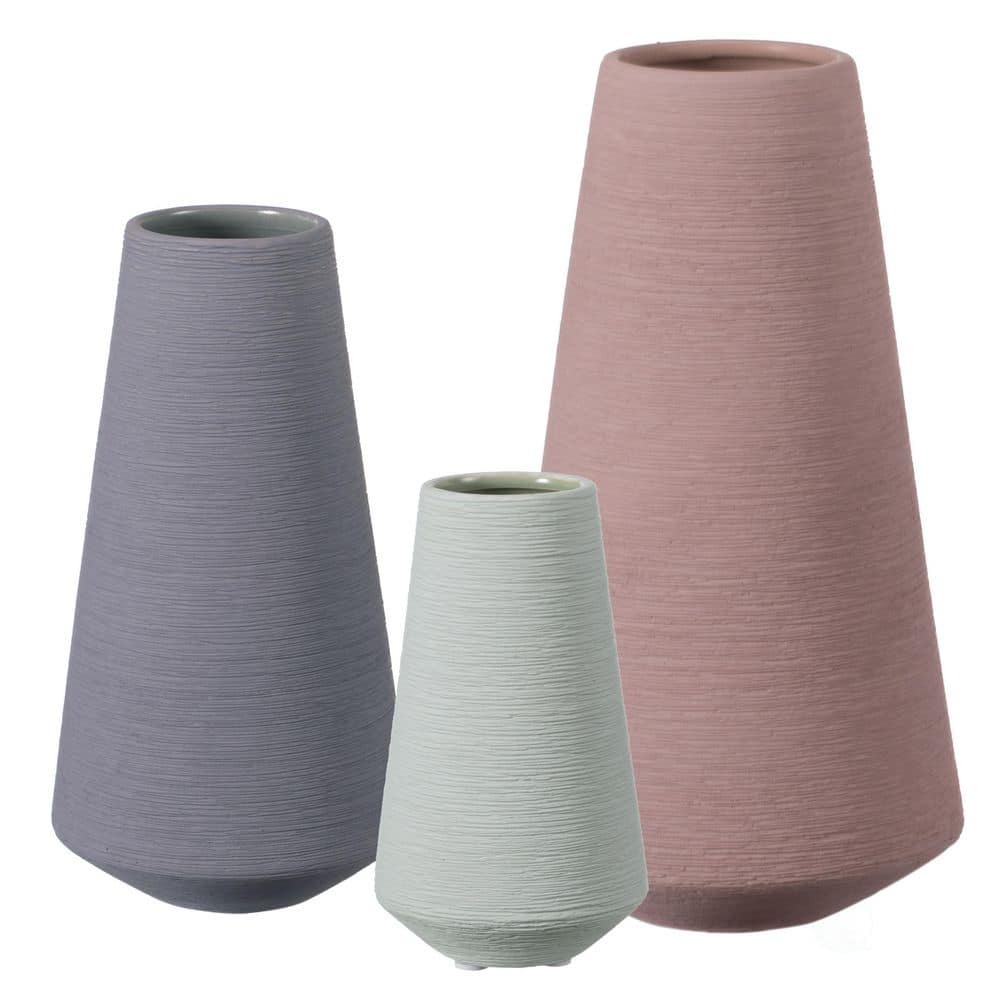 Elegant White Ceramic Decorative Table Vase Set - 15"