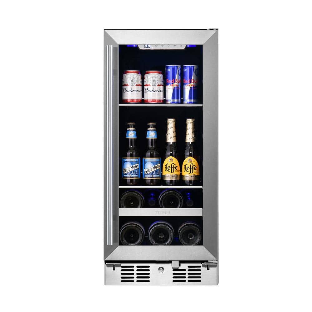 TITAN Signature 15 in. 48 Can and 7 Bottle Stainless Steel Single