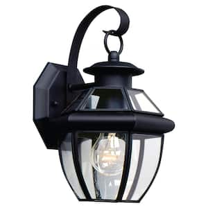 Lancaster 1-Light Traditional Black Outdoor Wall Lantern Sconce