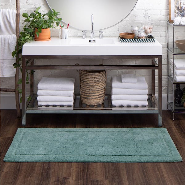 Regency Glacier 24 in. x 60 in. Blue Cotton Machine Washable Bath Mat