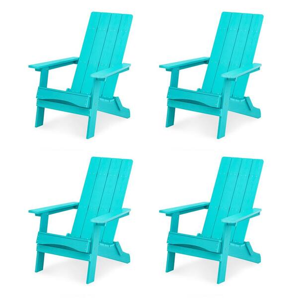 Lue Bona Aruba Blue Plastic Modern Folding Adirondack Outdoor Chair