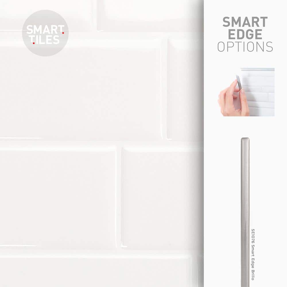White Vinyl Peel and Stick Subway Tile Wall Mural Set