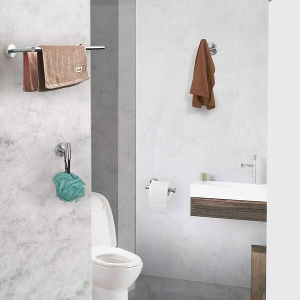 5-Piece Bath Hardware Set with Towel Ring Toilet Paper Holder Towel Hook and Towel Bar in Stainless Steel Brushed Nickel