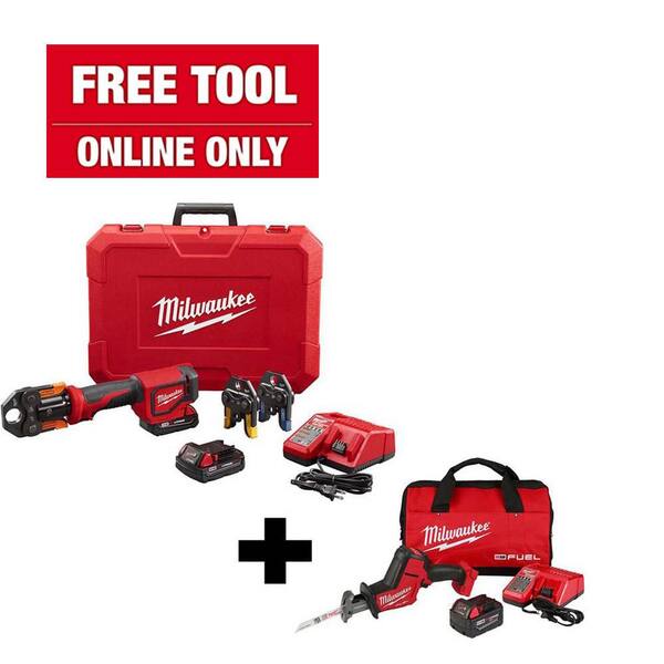 M18 18-Volt Lithium-Ion Cordless Short Throw PEX Press Tool Kit with Free M18 FUEL HACKZALL Saw Kit M18 18-Volt Lithium-Ion Cordless Short Throw PEX Press Tool Kit with Free M18 FUEL HACKZALL Saw Kit
