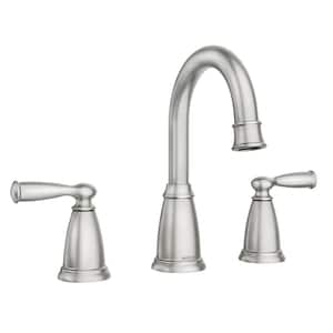 Banbury 8 in. Widespread Double Handle High-Arc Bathroom Faucet in Spot Resist Brushed Nickel (Valve Included)