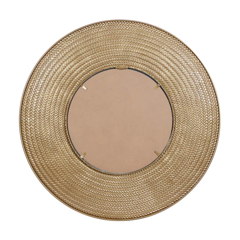Elegant Gold Metal Chevron 35.5" Square Wall Mirror