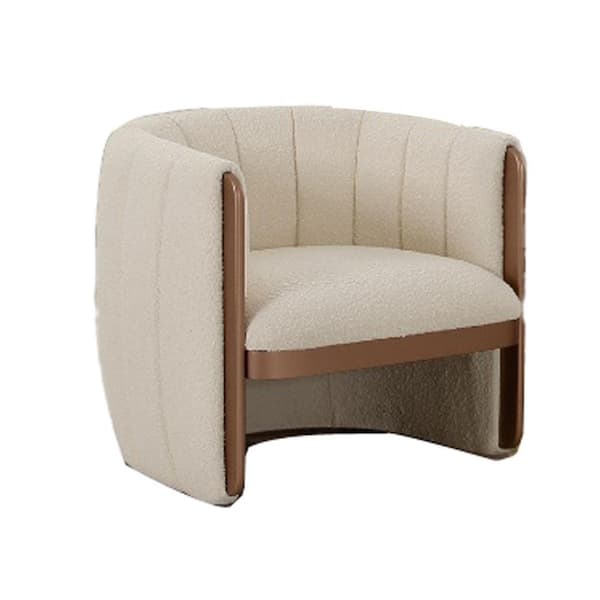Benjara Kojin Beige and Copper Brown Fabric Side Chair