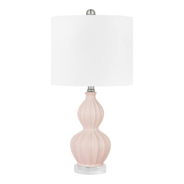 Hampton Bay Monroe 21.5 in. Blush Pink Ceramic Table Lamp with White ...