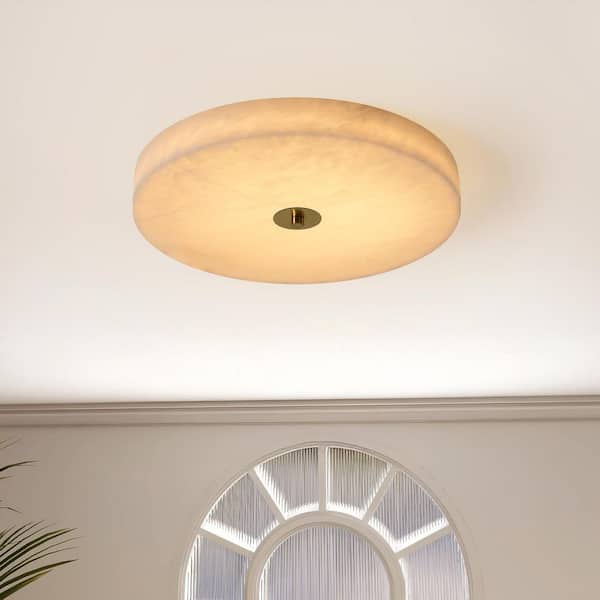 11.8 in. Alabaster Integrated LED White Round Kitchen Flush Mount Light for Bedroom, Bathroom, Living Room, Entryway