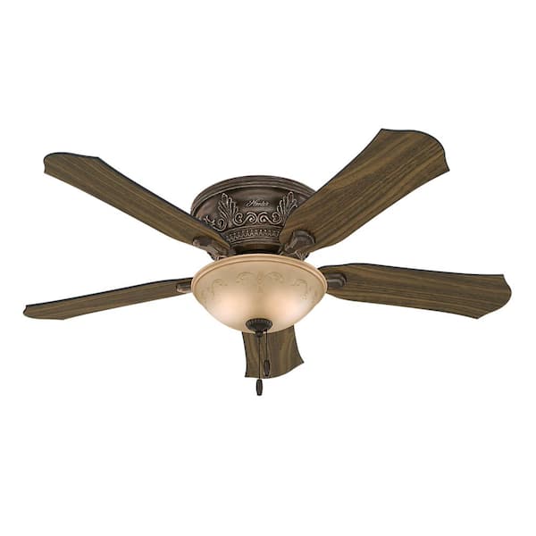 Hunter Viente 52 In Indoor Roman Bronze Flushmount Ceiling Fan With Light Kit 53035 The Home Depot