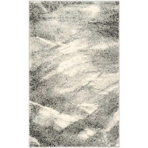 Retro Grey/Ivory Doormat 3 ft. x 5 ft. Solid Area Rug