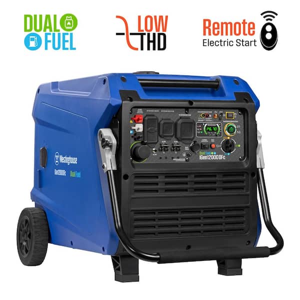 12,000-Watt Remote Electric Start Dual Fuel Gas and Propane Powered Inverter Generator with CO Sensor