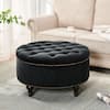 ANBAZAR Black Vanity Stool Storage Ottoman Foot Rest, Upholstered Round  Footrest with Metal Legs, Suitable for Living Room D-001290-J - The Home  Depot