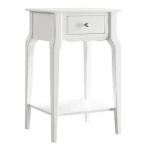 16.75 in. White 1-Drawer Wood Storage End Table