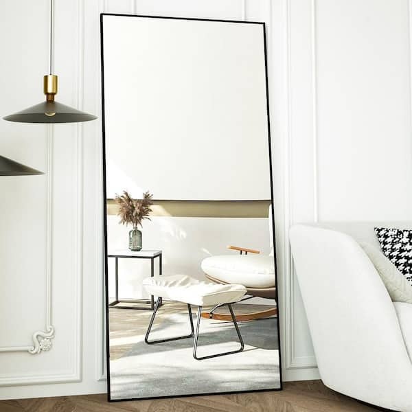 71 in. H x 31 in. W Classic Rectangular Black Framed Aluminum Alloy Full Length Leaning Mirror