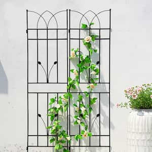 2-Pack 71 in. x 17.7 in. Metal Garden Trellis Outdoor Rustproof Flower Support for Climbing Plants, Black