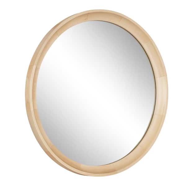 Kate and Laurel Hatherleig 24.00 in. W x 24.00 in. H Natural Round Farmhouse Framed Decorative Wall Mirror