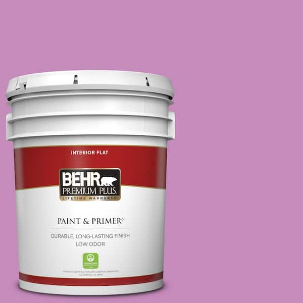 BEHR PREMIUM PLUS 5 gal. #P110-4 Rock Star Pink Flat Low Odor Interior Paint & Primer