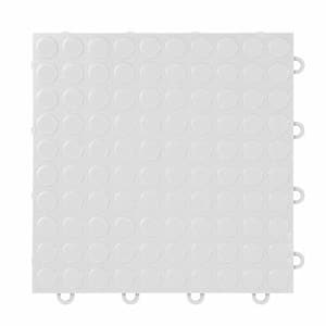 FlooringInc White Coin 12 in. W x 12 in. L x 3/8 in. T Polypropylene Garage Flooring Tiles (52 Tiles/52 sq. ft.)