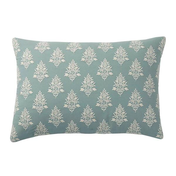 The Company Store Embroidered Neutral Foulard 16 in. x 24 in. Decorative Throw Pillow Cover